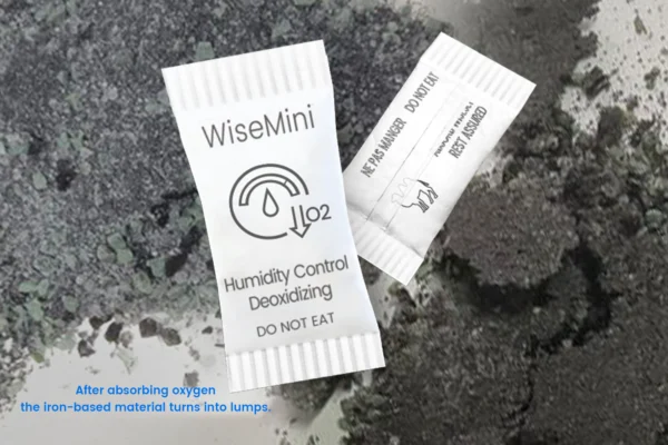 WiseMini Ink-Free Humidity Control Deoxidizing Sachet - After Absorbing Oxygen the iron-based material turns into lumps